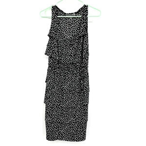 Danny and Nicole size small black with white polka dots sleeveless tiered dress